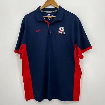 Nike Polo Shirt Men's XL Blue U Of A Arizona Wildcats Dri-Fit Short Sleeve • $19.51