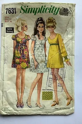 £4.50 • Buy Simplicity 7631 - 60s Lined Scoop Neck Mini Dress Sewing Pattern - 14