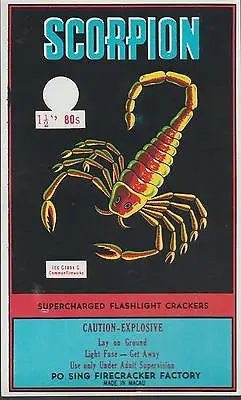 Vintage Scorpion Brand Firecracker Pack Label 80's • $5.99