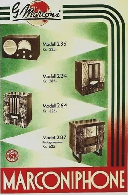 Original Vintage Poster MARCONIPHONE RADIO MODELS C.1930 • $300