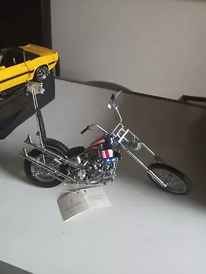 $251 • Buy The Franklin Mint Easy Rider Chopper Model Motorcycle 1:10 Harley With Helmet