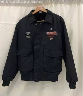 Sports Master Men Black 1990's Vintage Harley Davidson Demo Tour Jacket - Size M • $12.99