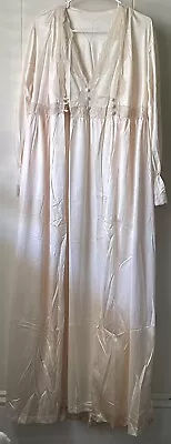 Vintage Val Mode Nightgown & Robe Set Size L Sliky Nylon Ivory • $28