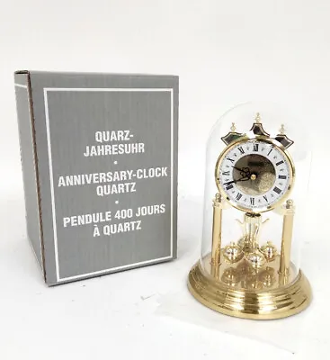 £9.99 • Buy Quartz Anniversary Clock With Glass Dome And Rotating Pendulum 10  Tall #826