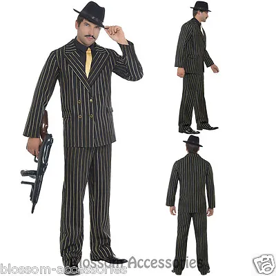 CL292 Gold Pinstripe Gangster Boss Suit 1920s Gangsta Zoot Razzle Fancy Costume • £37.03