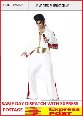 $36.99 • Buy Elvis Presley Man Costume Adult Fancy Dress Up 1950s Rock N Roll Costume Party