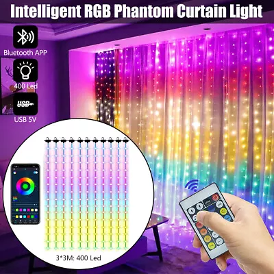 Twinkly RGB LED Curtain String Lights Party Music Sync Fairy Light APP Remote • £26.39