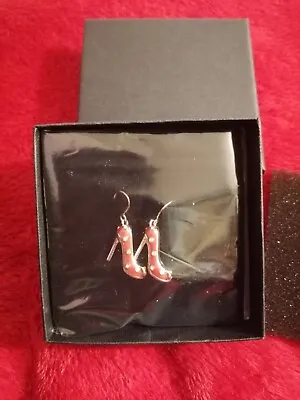 Minnie Mouse Sterling Silver Enamel And Crystal Red Stiletto Earrings BNIB • £18