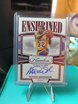 2022-23 Panini Flawless Magic Johnson Enshrined Signatures On Card Auto Ruby /15 • $102.50