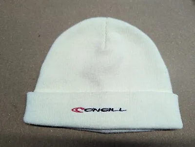 O'neill Beanie Hat One Size Vintage Spellout Skull Cap Cuffed White • $7.95