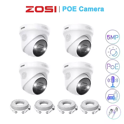 ZOSI 4PK 3K PoE IP Security 5MP Camera AI Person Vehicle Detection 2 Way Audio • $224.99