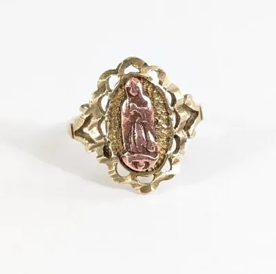 Size 7.5 Virgincita 14k Gold Ring Our Lady Of Guadalupe Mother Mary Ring • $325