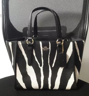 $139.50 • Buy Nwt Coach Crosby Zebra Printed Leather Satchel Bag Purse 33525 Black/off White