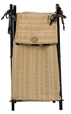 $14.99 • Buy Hamper Bag With Frame Baby Boy Girl Solid Stripe Tan Brown Beige Black