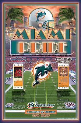 Miami Dolphins TWO-TIME SUPER BOWL CHAMPIONS 1973-74 Commemorative 24x36 POSTER • $21.24