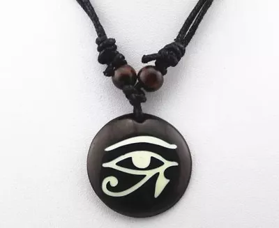 Eye Of Horus Necklace - Yak Bone Resin  -  1.25  - Adjustable! • $8