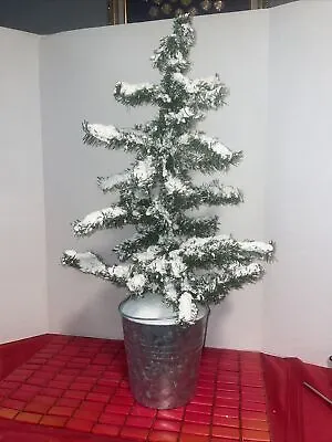 2 Ft Snow Flocked Christmas Tree Artificial PVC Xmas Holiday Decor In Galvanized • $7.50