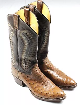 Justin Vintage 80's Full Quill Ostrich Leather Western Boots Mens 9 D Style 6504 • $349.99