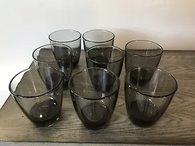 Vintage Brown Smoke Glass Mocha Base Juice  Or Low Ball Tumblers Set Of 8 • $13.60