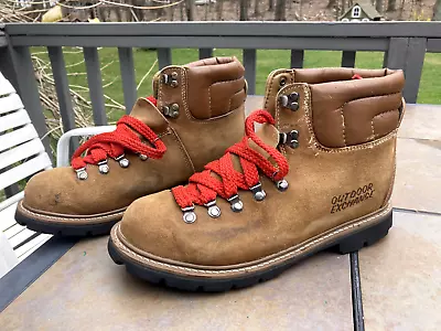 Vintage Outdoor Mountaineering Hiking Boots 1970s 1980s Leather Size 12 RARE • $95