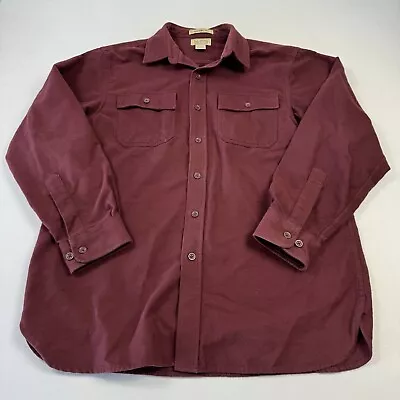 L.L. Bean Men’s Chamois Cloth Flannel Shirt Long Sleeve Cotton Maroon Red Sz L • $19.50