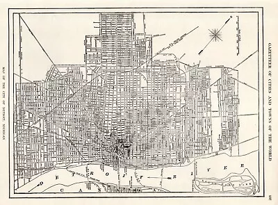 1909 Antique DETROIT Michigan Street Map Original City Map Of Detroit 1298 • $22.05