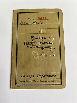 Vtg 1936-1949 Newton Trust Company Bank Savings Account Book Ma Mass • $19.99