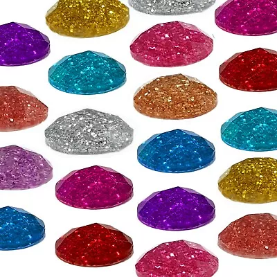 GLITTER DIAMANTE STICKER SET Stick On 3D Gem Flat Back Self Adhesive Craft Pack • £2.78