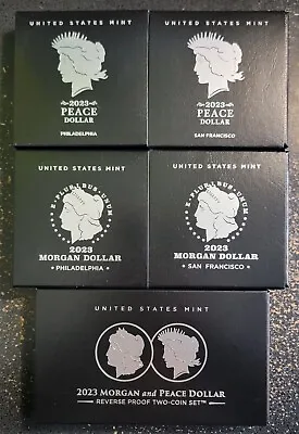 2023 Morgan And Peace Dollar 6 Coin Set Complete - Reverse Proof Proof & Unc. • $610