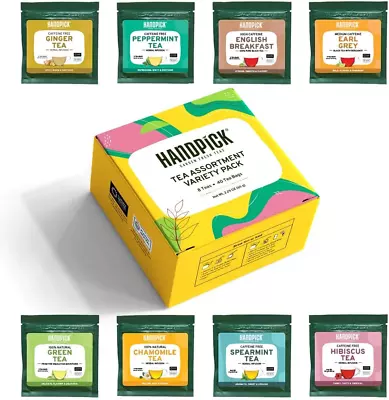  Assorted Tea Sampler Gift Set - 8 Flavors 40 Tea Bags | Black Tea Green Tea • $26.05