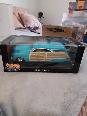 100% Hot Wheels 1/18 Scale Model Car 27806 - 1950 Ford Merc Woodie 747 - NIB • $15