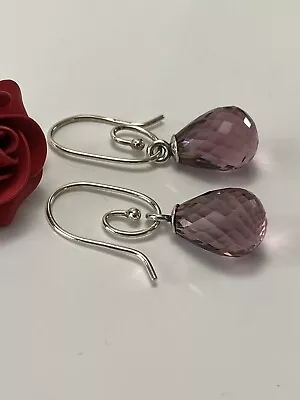 PANDORA Purple Faceted Glass Compose Earrings Charms Plus Hooks New In Box RARE • $99