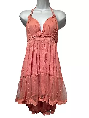 R.Vivimos Womens Summer Halter Deep V Neck Patchwork Mini Short Dress Size S • $22.50