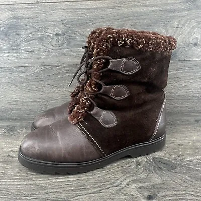 VTG Pajar Genuine Shearling LIned Women's Boot Size 11 Brown Lace Up • $47.95