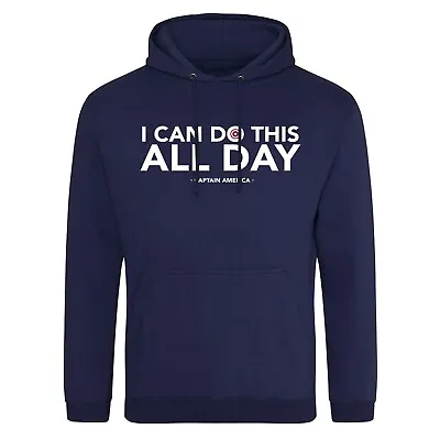 Captain - America - I Can Do This All Day - Quote Navy Blue Hoodie Hooded Sweat • £18.99