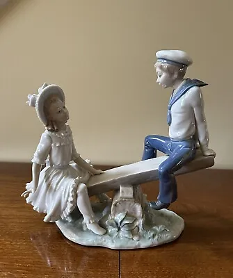 Lladro Porcelain 1974 Sailor Boy & Girl On See-Saw #1255  MINT • $105