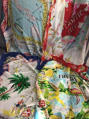 Lot Of Four Vintage Souvenir Scarves Colorful Fun. • $19.99