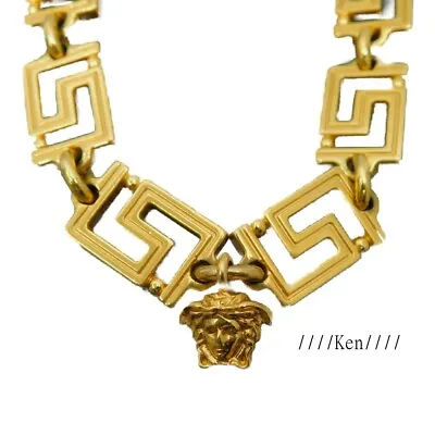 VERSACE GIANNI VERSACE Necklace Pendant Rare AUTH MEDUSA Vintage Gold Grekamania • $594.99