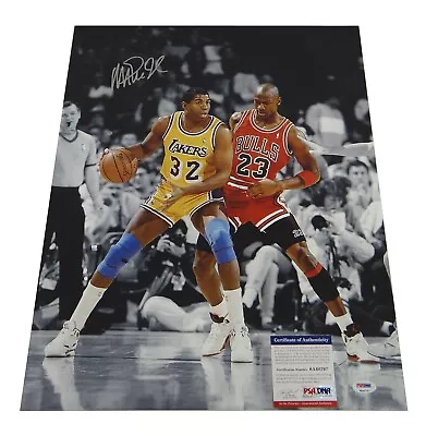 Magic Johnson LA Lakers Signed Huge 16x20 Photo With Michael Jordan W/ PSA COA • $137.95