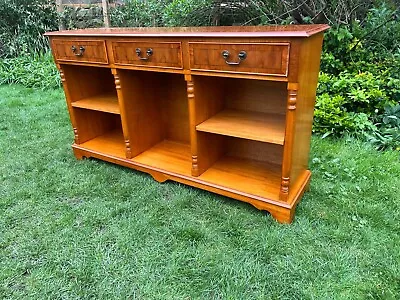 Yew Wood Narrow Inlaid Hallway Sideboard Cabinet Cupboard Side Table Bookcase • £120