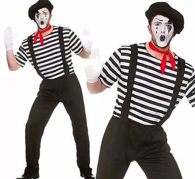 Adults Gentleman Mime Artist Creepy Halloween Funny Stag Do Costume • £13.95