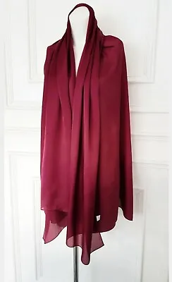 Silk Ladies Dark Red  Scarf Design Women's Dressy  Evening Glam Long Silky Scarf • £18.99