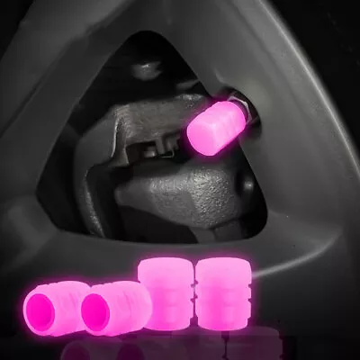 $3.30 • Buy 4PCS Luminous Car Tire Valve Cap Car Wheel Tyre Rim Stem Cover Pink Accessories