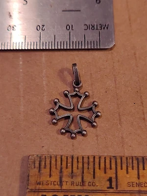$10 • Buy Vintage Maltese Cross Pendant Charm Sterling Silver 925 Gothic Black Metal 80s