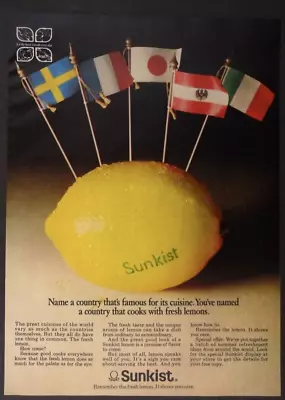 Vintage Magazine Ad 1971 Sunkist Lemons Flags Of Countries • $4.50