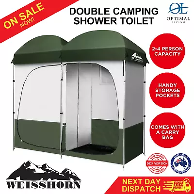 Double Camping Shower Toilet Tent Outdoor Portable Change Room Camp Ensuite • $101.86