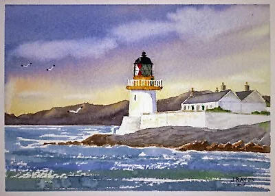 An Original Watercolour Painting  Fladda Lighthouse  Slate Islands Scotland. • £10