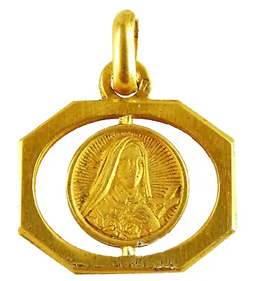 Saint St Therese Of Lisieux Vintage Medal Goldplated Pendant • $15.75