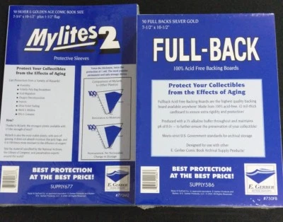 $82.99 • Buy 50 E. Gerber Silver & Golden Age Mylites 2 & 42 PT Full Backs 750 FB White/White