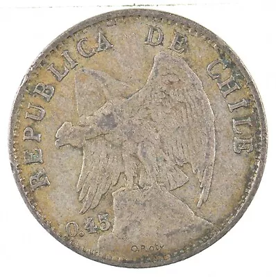 SILVER Roughly The Size Of A Dime 1916 Chile 20 Centavos World Silver Coin *417 • $3.95